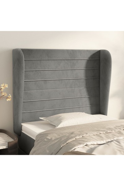 Concept Tăblie de pat cu aripioare gri deschis 103x23x118/128cm catifea