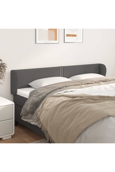 Concept Tăblie de pat cu aripioare gri 203x23x78/88 cm piele ecologică