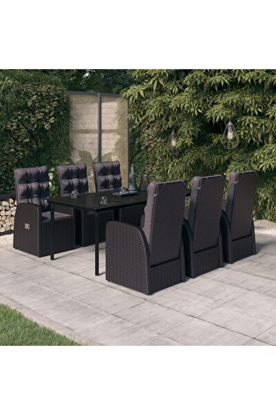 Concept Set mobilier pentru grădină, 7 piese, negru
