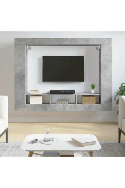 Concept Comodă TV, gri beton, 152x22x113 cm, lemn prelucrat