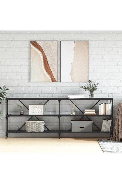 Concept Masă consolă negru 200x30x75 cm lemn prelucrat și fier