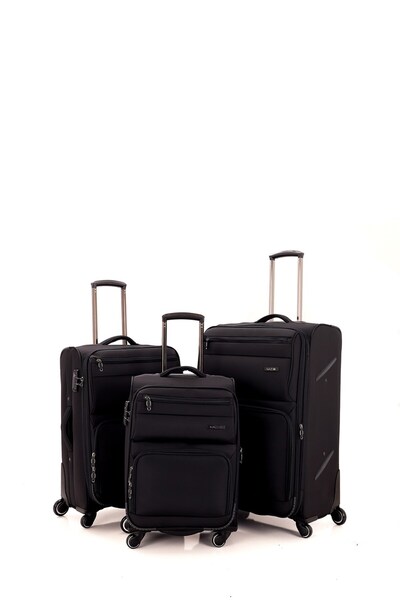MÇS Lüx Kumaş 3'lü Valiz Set Siyah - V117