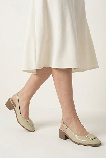 Ziya , Women's Genuine Leather Heeled Comfort Shoes 1611050Z3261 Beige