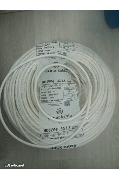 öznur kablo 20 METRE 3X1,5 MM TTR KABLO ÖZNUR KABLO BEYAZ TOPRAKLI KABLO BEYA...