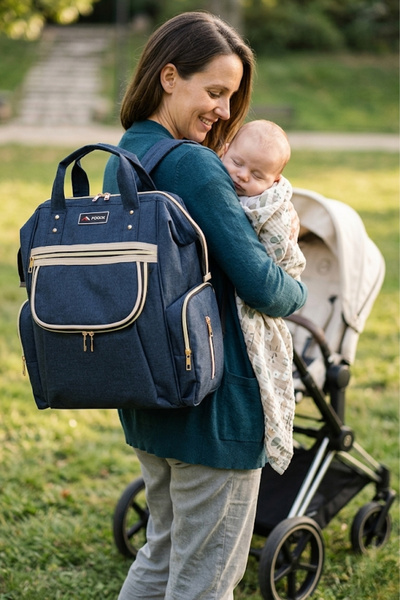 FOCUX -05 Anne Bakım Bebek Çantası Anne Çantası Sırt Çantası LACİVERT