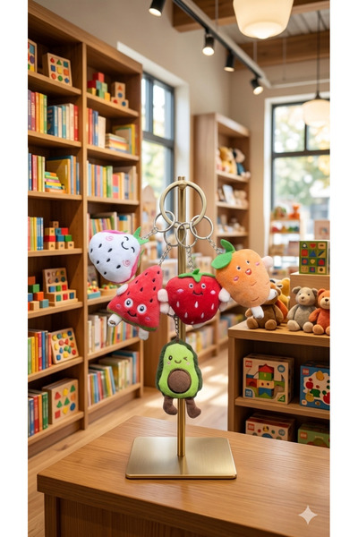 Şirin 5'li Kawaii Tasarım Peluş Meyveler Anahtarlık Seti - Çanta Aksesuarı ve...