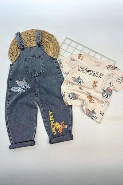 Mişsa Bebe Erkek Çocuk Kot Salopet ve Tişört Set 2-6 Yaş
