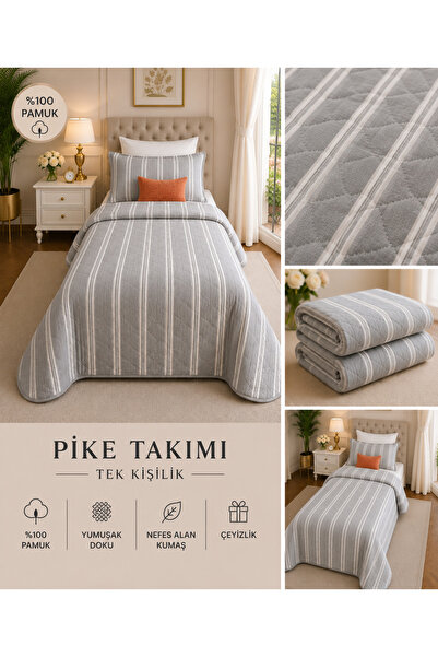 tekstilfabic غطاء سرير فردي من نوع بيكيه وغطاء سرير وغطاء لحاف رفيع