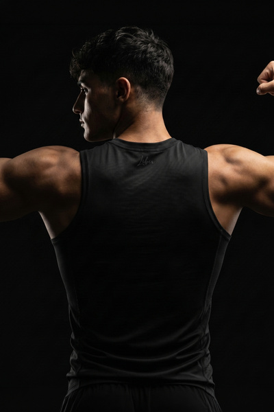 Liber Spider - Kolsuz Compression Tank Top (Siyah Baskılı)