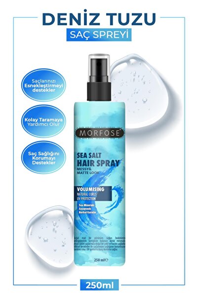 Morfose Deniz Tuzu Saç Spreyi 250 ml - Mat Görünüm, Doğal Dalgalar ve Isıya K...