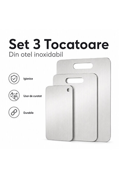 iTin Set 3 tocatoare din otel inoxidabil, 39x28, 29x20, 24x15 cm