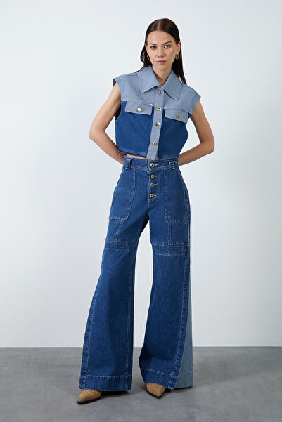 GİZİA Etiket Detaylı Parçalı Jean Pantolon