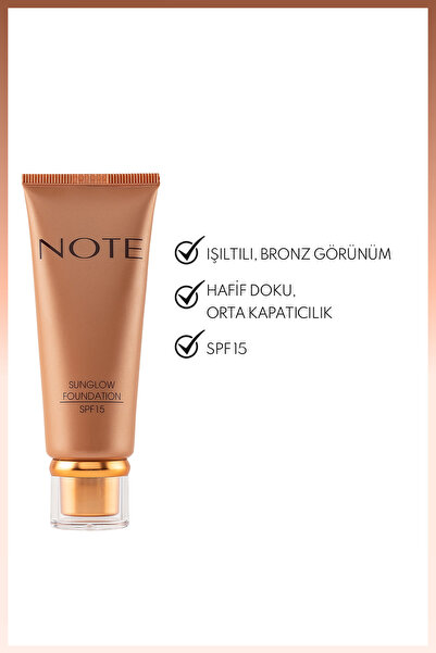 NOTE Sunglow 10 Işıltılı Spf 15 Bronzlaştırıcı Fondöten