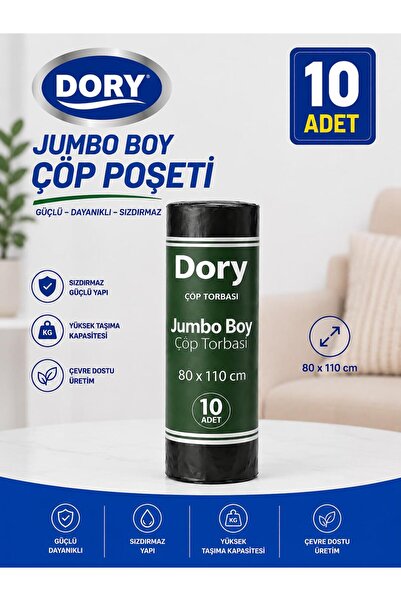 Dory Jumbo Boy Çöp Poşeti-Çöp Torbası 1 Adet 80x110 300 Gr Siyah