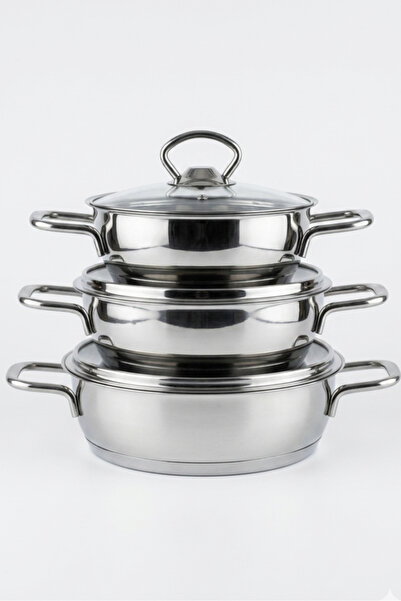 Nese Ev Stainless Steel Cookware Set, Induction Base, 6 Pieces (16-18-20cm), ...