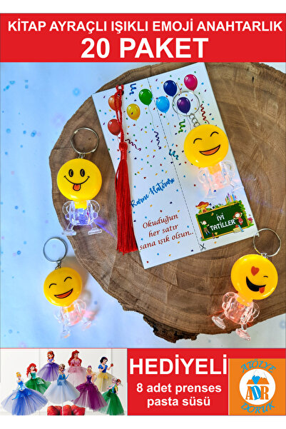Atölye Doruk 20 Adet 2'li Karne Hediyesi Işıklı Emojili Anahtarlık Ve Kitap A...