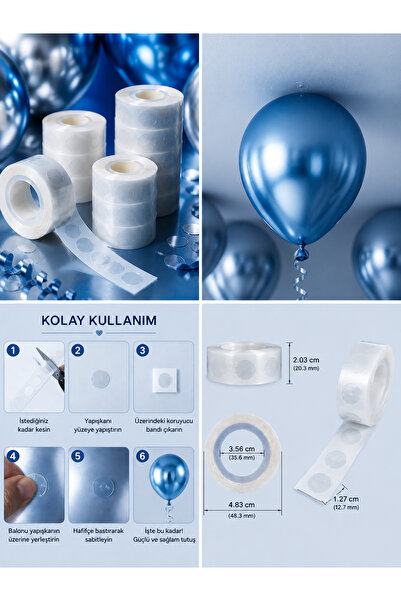 Parti dolabı Çift Taraflı Yapışkan Balon Yapıştırma Bandı Sticker Damla Model...