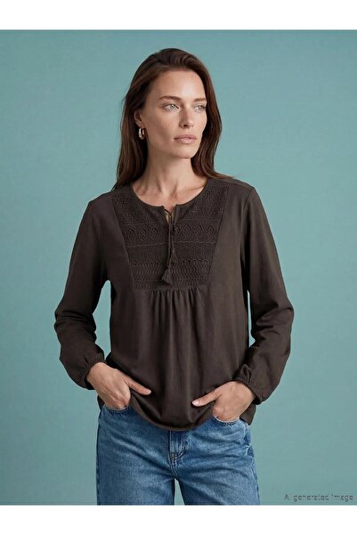 LC Waikiki Tie Collar Embroidered Blouse (S6)