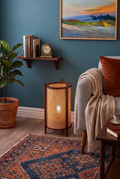 AHŞAP FABRİKASI Lumina Dark Rattan Ahşap Lambader
