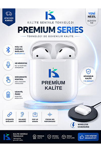 KALİTESENİNLE Air 2.nesil Iphone11/12/13/14/15/16/17 Uyumlu Pro Kulaklık Doku...