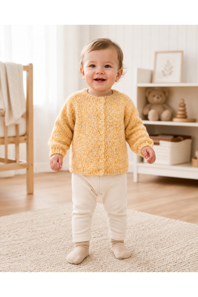 Hobi Kafe Hand Knitted Yellow 9-15 Months Children's Cardigan
