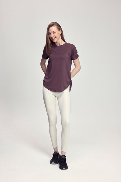 Scorp Aria Back Detailed Women's Sports T-Shirt Plum