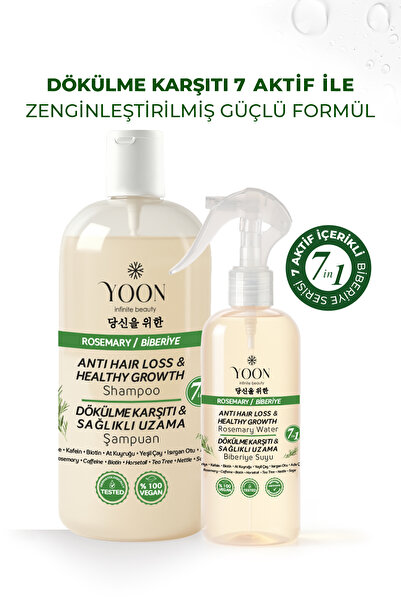 YOON 2'li Set Saç Dökülme Karşıtı, Hızlı Uzama, 7 Aktifli Biberiyeli Saç Bakı...