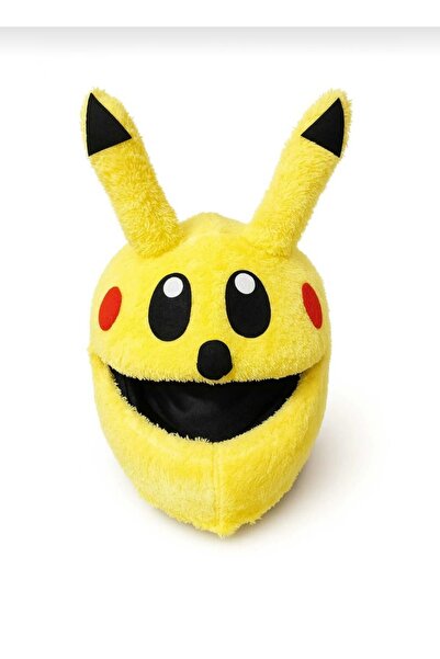 SOFT Pikachu Peluş kask kılıfı, kask süsü motorsiklet pika tarz kask motorsik...