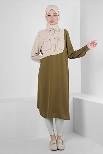 Alvina SHIRT COLLAR BUTTON DETAIL TUNIC 43704
