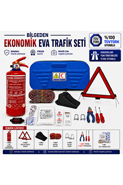 Bilgeden MAVİ Ekonomik Eva Trafik Seti Ve 1 Kg Yangın Tüpü Yeni Mevzuata Uygu...