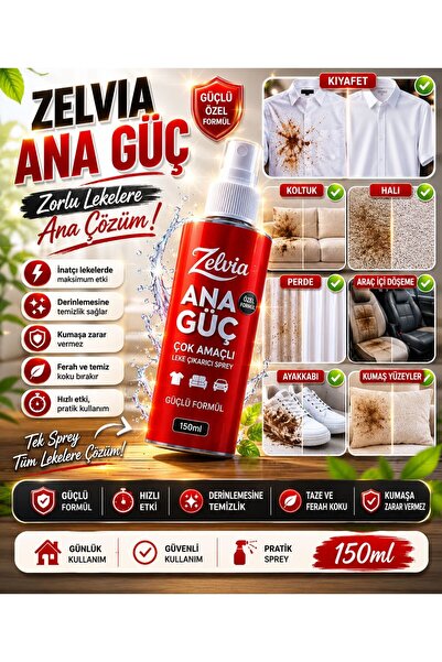 Zelvia Ana Güç Çok Amaçlı Leke Çıkarıcı Sprey 150 ml |Halı ve Koltuklar İçin ...