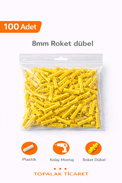 Plastic Threaded Yellow 8mm Rocket Anchor 100pcs