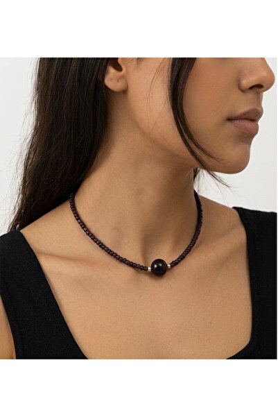 LeylanTakı Women's Black Ball Necklace Handmade Bijouterie Gift Accessory