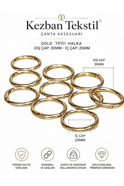 Kezban Tekstil 10 bucăți 3 cm inel cu arc