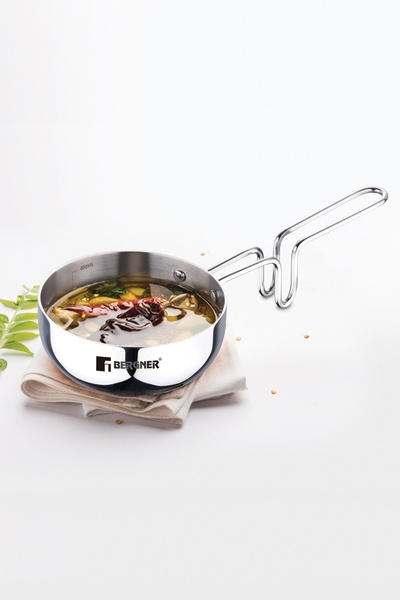 Bergner TriPro 12cm 500ml Tri-Ply Stainless Steel Tadka Pan Mini Frying Induc...