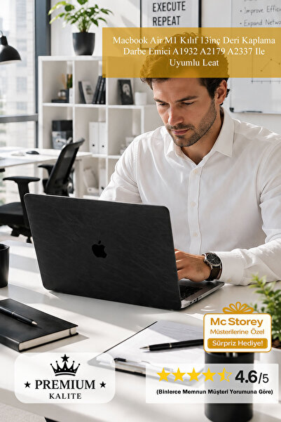 Mcstorey Macbook Air M1 Kılıf 13inç Deri Kaplama Darbe Emici A1932 A2179 A233...