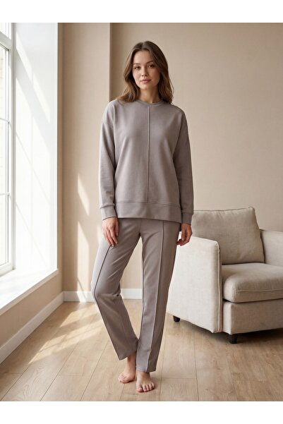 Vintero Home Women's Straight-Leg Tracksuit Set with Stitching Detail