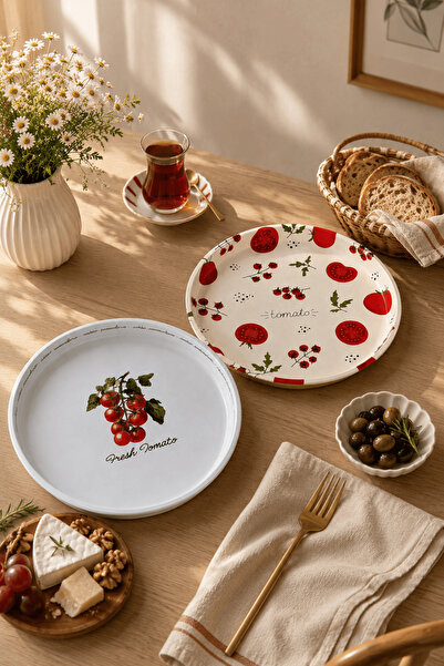 Sarkap Home 26 Cm Domates Desenli 2'li Meyve Tabağı