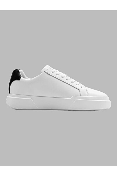 Calvin Klein Erkek Logo Kabartmalı Düşük Bilekli %100 Deri Siyah Sneaker