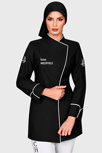 Üniformanya Jachetă de bucătar cu hijab neagră cu cadou cu nume Îmbrăcăminte ...