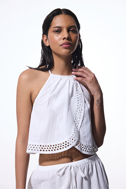 Penti Beyaz Arlet Halter Yaka Crop Üst