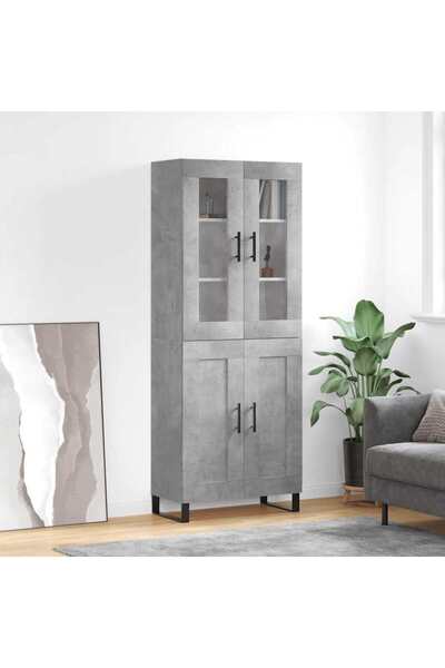 Concept Dulap înalt, gri beton, 69,5x34x180, lemn compozit