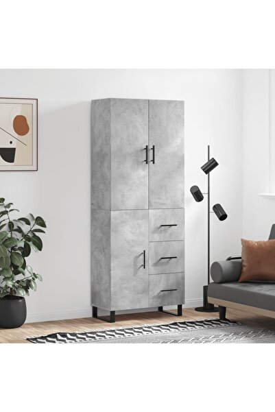 Concept Dulap înalt, gri beton, 69,5x34x180, lemn compozit