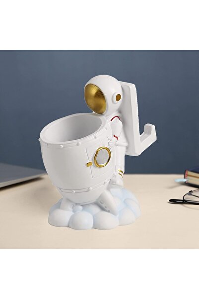 Arabest Resin Astronaut Sculpture Pen Holder, Pencil Organizer, Cosmetic Brus...