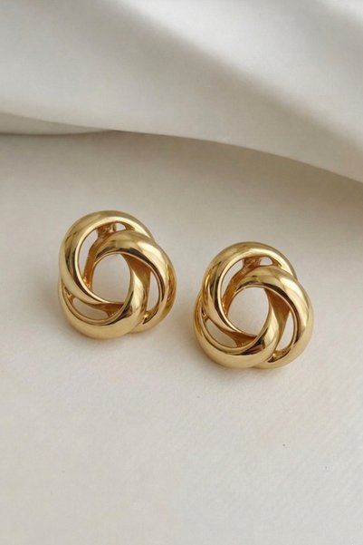 Crc Bijuteri Gold Color Classic Women's Hoop Earrings