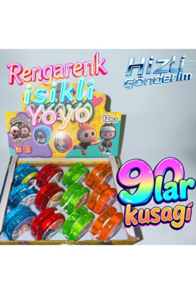 MyClean Led Işıklı Yanıp Sönen Rengarenk Yoyo İpli Topaç Çek Bırak Denge Yoyo...