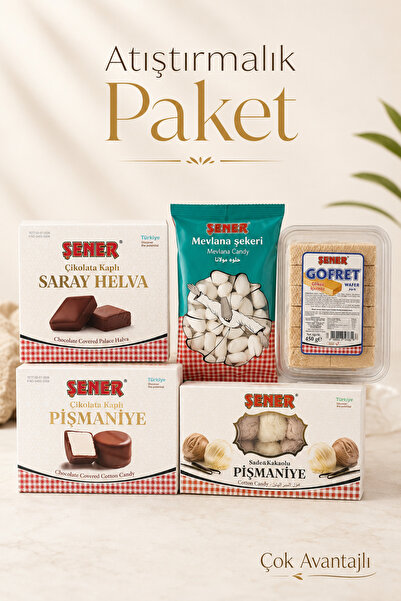 Şener ATIŞTIRMALIK AVANTAJ PAKET PİŞMANİYE-SARAY HELVA-GOFRET-MEVLANA ŞEKERİ