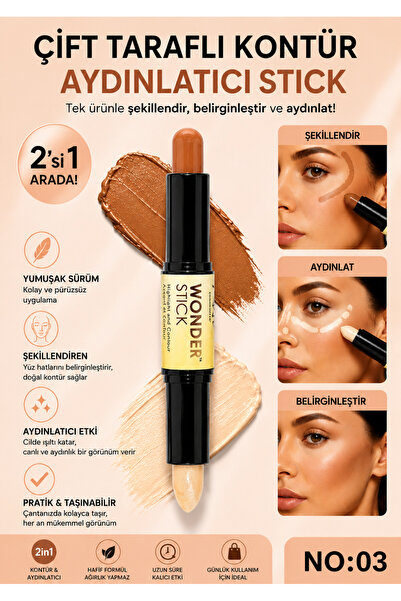 SETBEAUTY Çift Taraflı Kontür Aydınlatıcı Stick No:03