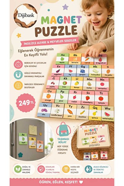 Montessori İngilizce Alfabe Magnet Seti | Eğitici Manyetik Kart Oyunu