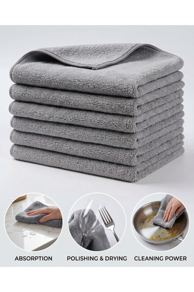 Donetella 6-Pack Microfiber Kitchen Towels 35×35 cm, 330 GSM, Super Absorbent...